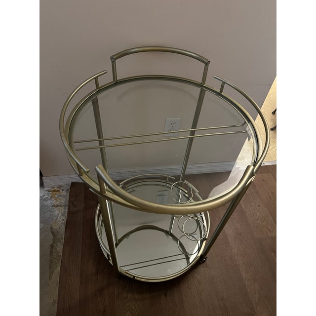 Mid-Century Modern Vintage Rolling 2 Tier Champagne Bar Cart For Sale - Image 3 of 10
