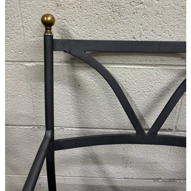 Vintage Iron & Brass Curule Italian Savonarola Dante Style Saddle Dining Chairs For Sale In Kansas City - Image 6 of 11