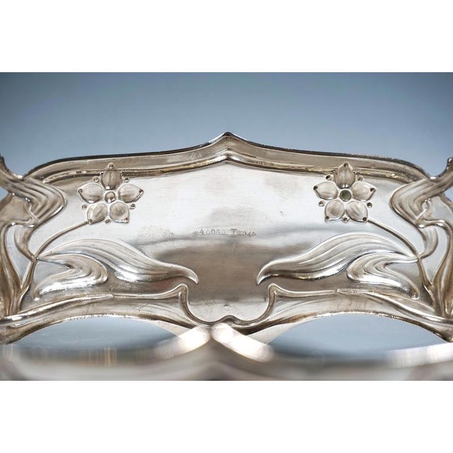 Glass Art Nouveau Silver Jardiniere with Glass Insert from Koch & Bergfeld, Germany, 1900s For Sale - Image 7 of 9