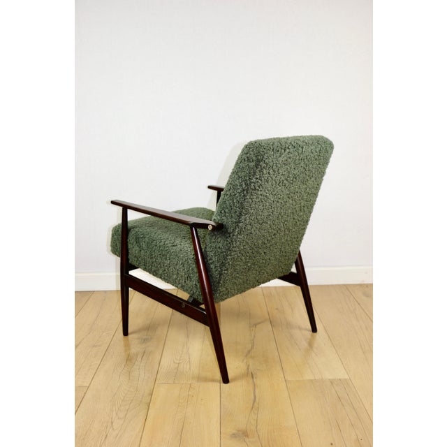 Wood Fox Lis Chair in Green Olive Lamb, 1970s For Sale - Image 7 of 12
