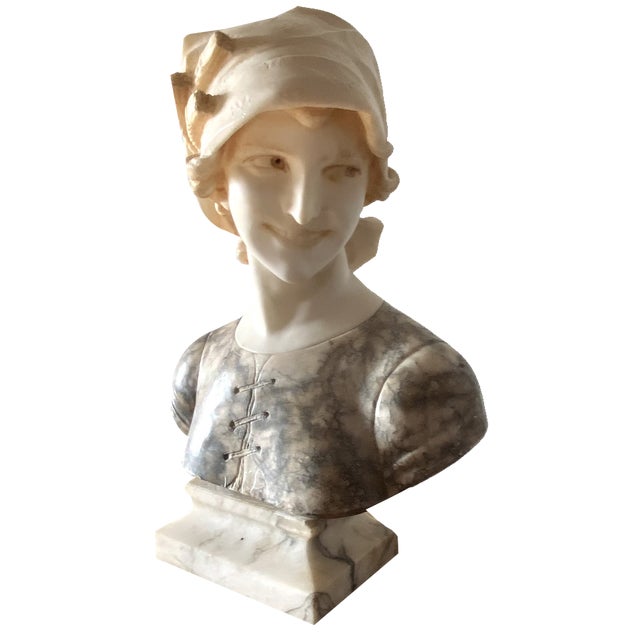 Italian Artist, Large Bust of a Girl, 20th Century, Marble For Sale