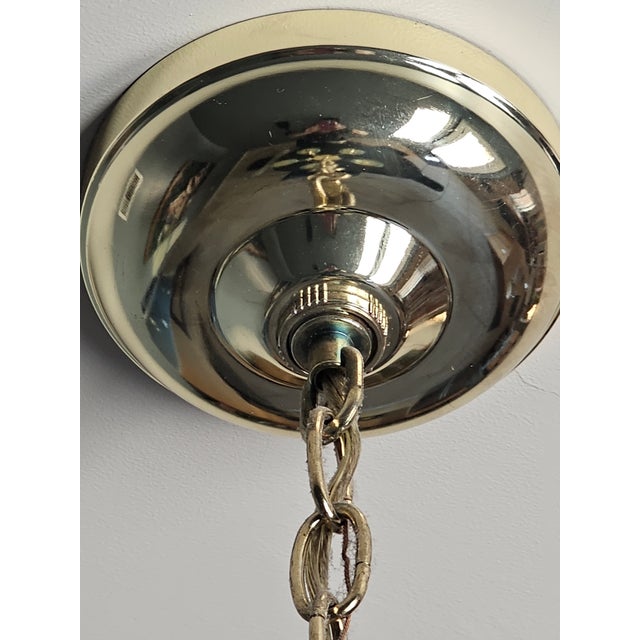 1970s Gaetano Sciolari 9-Light Brass & Glass Chandelier | Italian Modern Hollywood Regency For Sale In Phoenix - Image 6 of 7