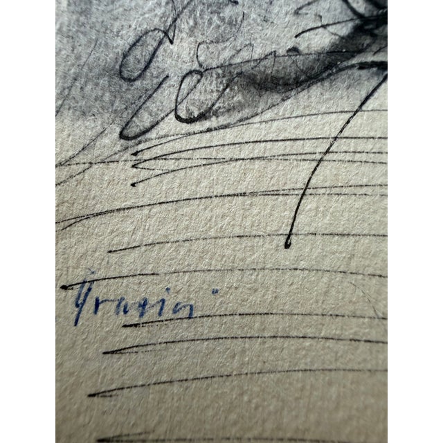 Modern 1951 Dimitrie Berea Vintage Sketch of a Young Woman Drawn in Venice, Italy For Sale - Image 3 of 4