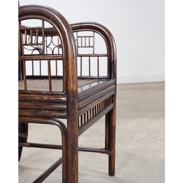 Pair of McGuire Chinese Chippendale Rattan Fretwork Armchairs For Sale - Image 14 of 18