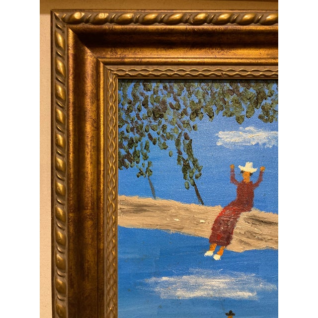 "Niloville Picnic" by Nilo Lamzas, New Orleans Louisiana, Nl Original Landscape Painting, Nature Park Painting, Oil on Canvas, Framed For Sale - Image 10 of 12