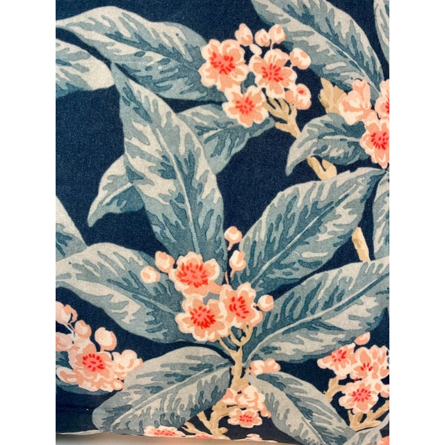 Green Pair of 20” Square Pillows With a Green & Pink Velour Floral Pattern -Made in U K For Sale - Image 8 of 12