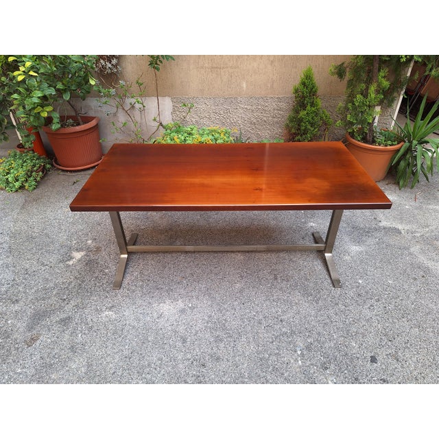 Vintage Desk Table in Wood and Chromed Metal by Gianno Moscatelli for Formanova, 1960s For Sale - Image 16 of 16