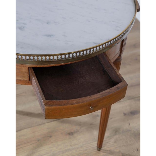 Late 19th Century French Louis XVI-Style Mahogany Bouillotte Table with Carrara Marble Top For Sale - Image 9 of 9