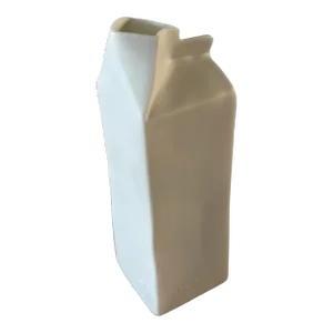 Post Modern Rosenthal Germany "Do Not Litter" Bisque Milk Carton Vase