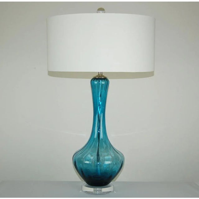 Blue Vintage Murano Glass Petticoat Lamps Blue For Sale - Image 8 of 11