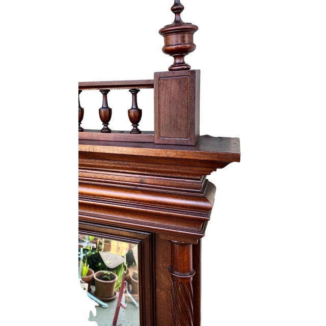French Henri II Style Carved Walnut Overmantel Mirror, C. 1880 For Sale - Image 4 of 13
