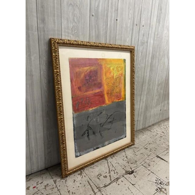 Abstract Ann Shaw 2000 Abstract Mixed Media Painting, Signed & Framed For Sale - Image 3 of 8