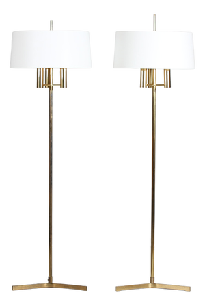 Danish Modern Floor Lamps in Brass by Svend Aage Holm Sørensen for Fog & Mørup, 1960s, Set of 2