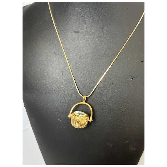 Gold Tone Nantucket Basket Pendant For Sale - Image 10 of 12