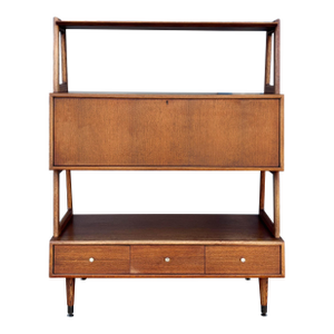 1950s Mid Century Walnut Bookcase and Desk by Saginaw