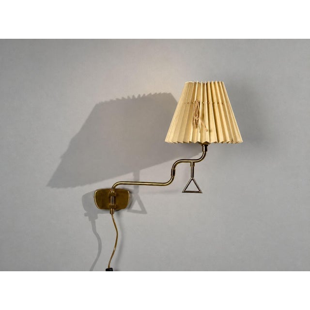 1970s 1970s Armaturhantverk Tibro, Wall Light, Brass, Pleated Fabric For Sale - Image 5 of 13