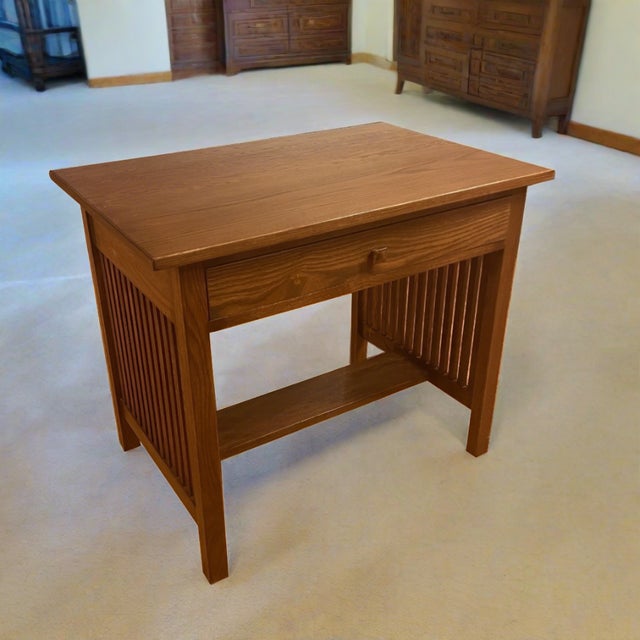 Mission / Arts and Crafts Solid Oak Writing Desk - 36 Inch For Sale - Image 12 of 12