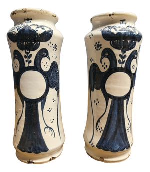 Large 18th Century Italian Ceramic Apothecary Jars, 1760s, Set of 2