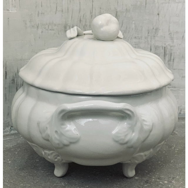 Ceramic Late 20th Century Styled After Bordallo Pinheiro Portuguese Blanc De Chine Centerpiece Soup Tureen For Sale - Image 7 of 12