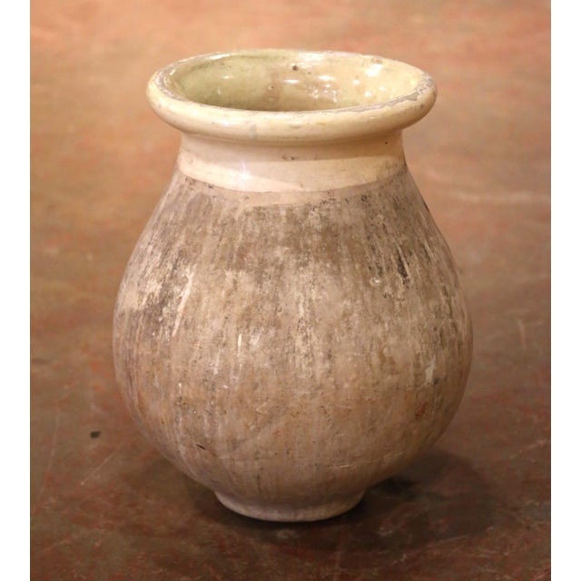19th Century French Provencal Glazed Terracotta Olive Oil Jar From Biot For Sale In Dallas - Image 6 of 8