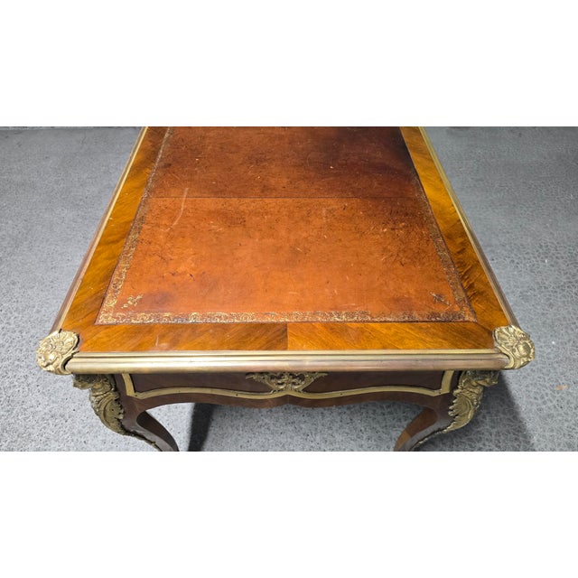 Large Louis XV Style Flat Desk in Mahogany, 1890s For Sale - Image 13 of 18