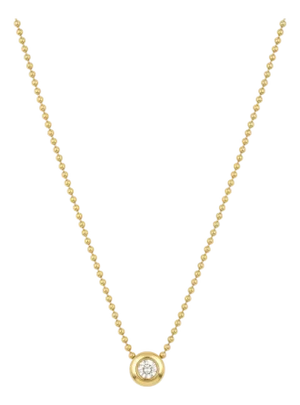 Bezel Set Diamond Pendant on 18k Yellow Gold Ball Chain Necklace