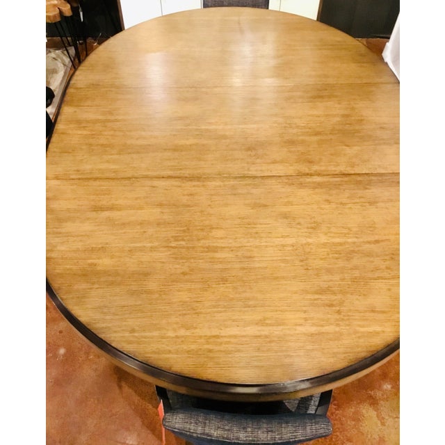 Henredon Modern Oak Finished Round Dining Table Chairish