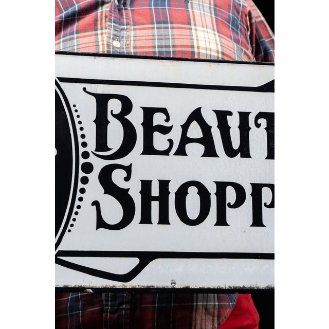 Antique D S P "Beauty Shoppe" Storefront Flange Sign For Sale - Image 4 of 9