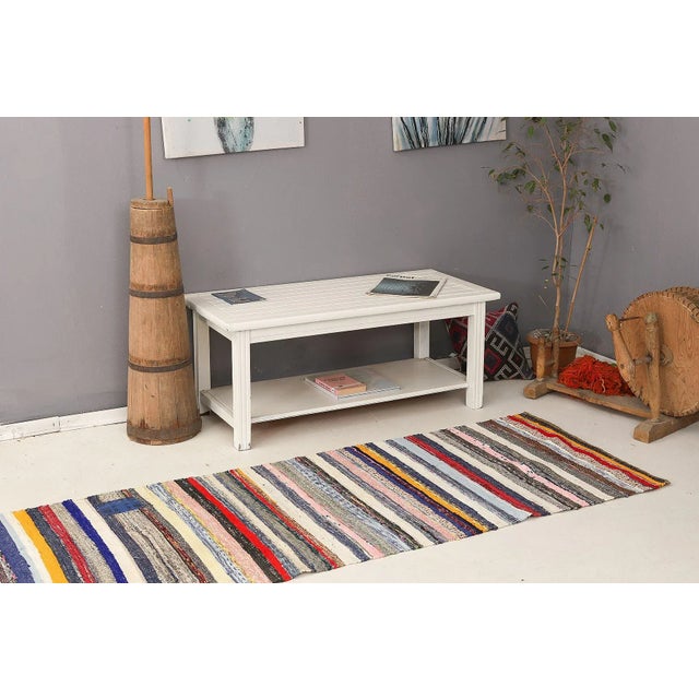 Mid 20th Century Colorful Striped Vintage Rag Runner For Sale In Los Angeles - Image 6 of 7