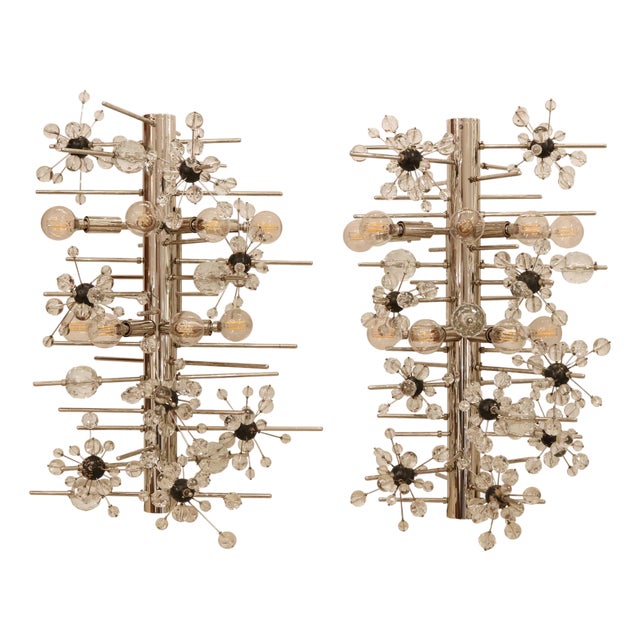 1950s Pair of Lobmeyr Sputnik Cylinder Sconces For Sale