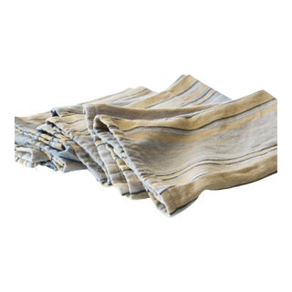 French Ticking Stripe Kitchen Towels, Chambray For Sale