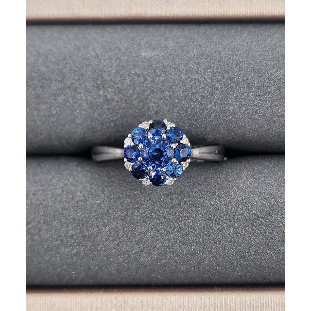 1.13 Ct Natural Sapphire & Diamond Ring Size 6 For Sale - Image 4 of 9