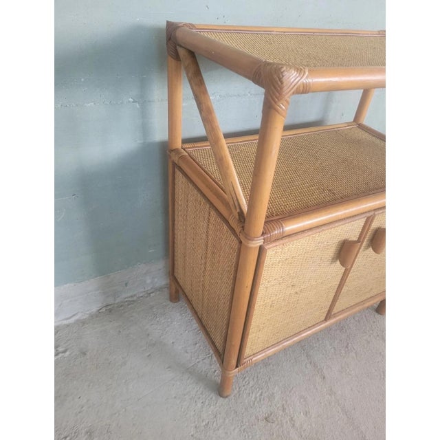 Rattan and Bamboo 2-Door Sideboard, 1970s For Sale - Image 3 of 9