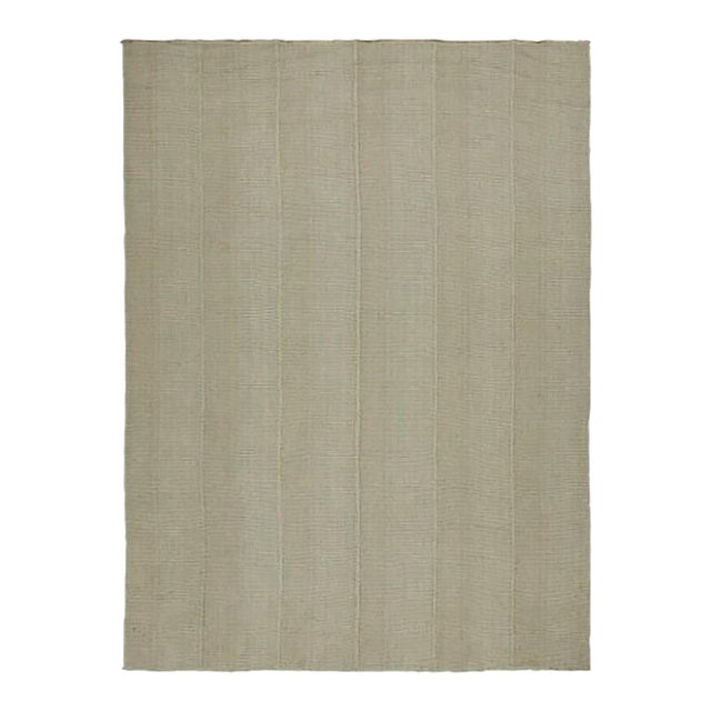 Rug & Kilim’s Contemporary Kilim in Green, With Beige Accents For Sale