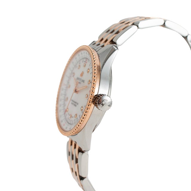 Breitling Ladies Breitling Navitimer 35mm U17395 Mop Dial 18k Rose Gold and Steel Watch For Sale - Image 4 of 10