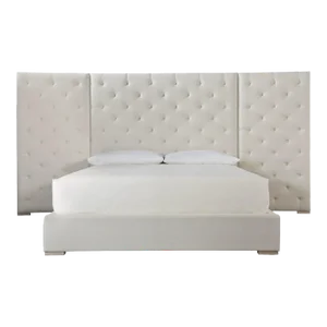 Modern Charlow Bed King 66 with Wall Panel, Beige