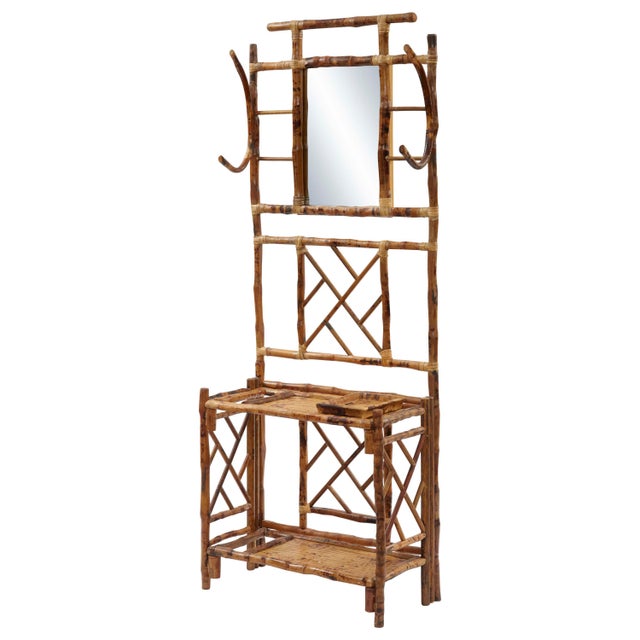 Hall Tree, Brown, Rattan For Sale - Image 4 of 5