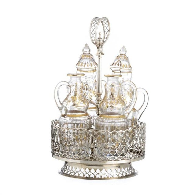 Lisbon Crown Silver Cruet Set, 19th Century, Set of 5 For Sale - Image 6 of 6