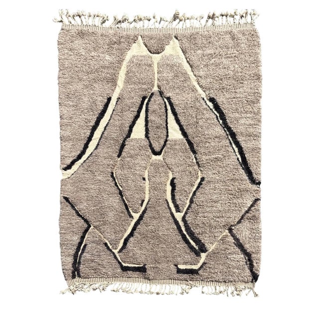 Gray Hand Made Berber Wool Rug, 2010s For Sale - Image 8 of 8