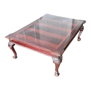 Late 20th Century Traditional Mahogany Coffee Table – Inlaid Veneer Top, Ball & Claw Feet