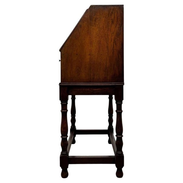 Antique Early 20th Century English Jacobean Oak Bureau For Sale - Image 12 of 14