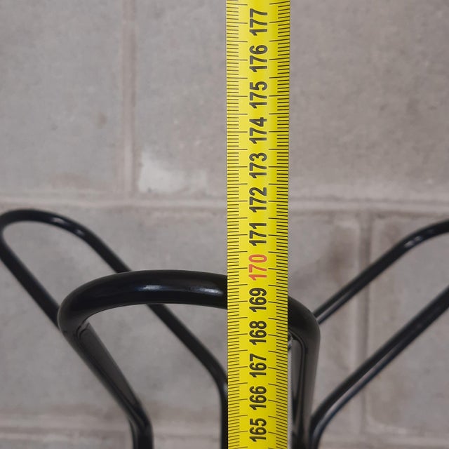 Glossy Black Metal Floor Coat Hanger, 1980 For Sale - Image 10 of 12