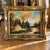 Rustic Rustic Woodland Landscape Painting – Lakeside Cottage Scene With Ornate Silver Leaf Frame For Sale - Image 3 of 3