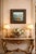 Mid 20th century French double sided oil painting featuring two distinct scenes, one depicting a quiet harbor with moored...