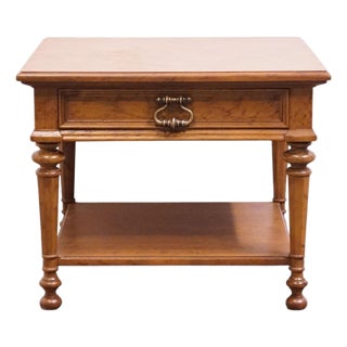 Drexel Furniture Solid Pecan Italian Mediterranean Style 26" Square Accent End Table W. Bookmatched Top For Sale