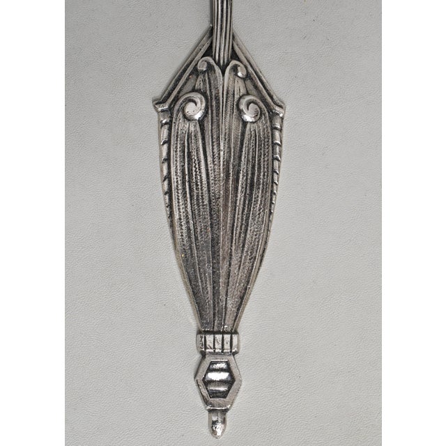 Metal Lorrain Daum Set of Three French Art Deco Floral Nickel Bronze Wall Sconces - 1930s For Sale - Image 7 of 10