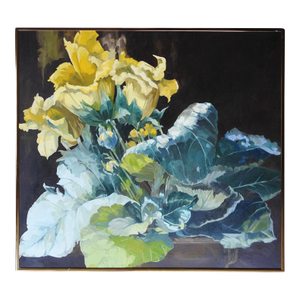 Late 20th Century Yellow Floral Botanical Painting