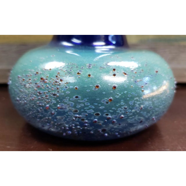 1988 Andrew Jackson Pollack Art Glass Bottle Vase | Chairish