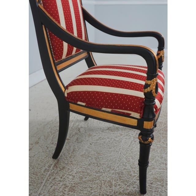Pair of Ferguson Copeland Ebony & Gold Leaf Armchairs For Sale - Image 13 of 18