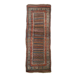 Kurdish Antique Runner Ancient Plush Wool Beautiful Boteh Field Rug 3.5 x 10.3